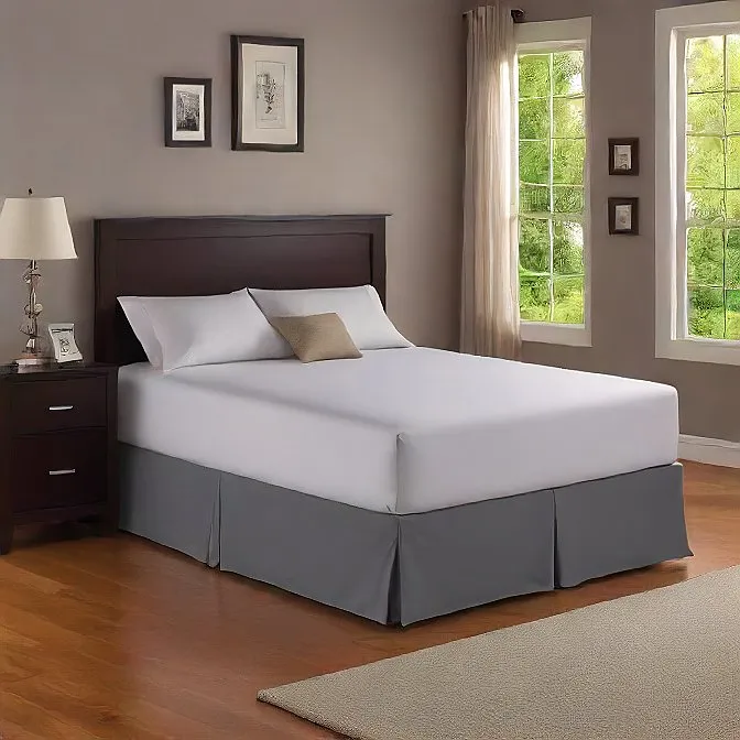18 Inches Drop Bed Skirt Dark Grey Egyptian Cotton 1000TC