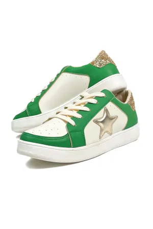 All You Need Metallic Star Sneakers in Green Size 8