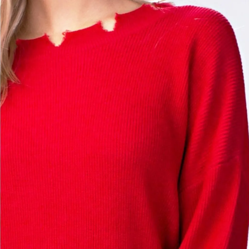 Amor Distressed Edge Sweater