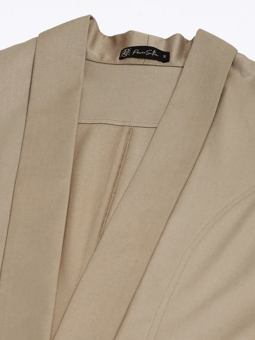 Beige Open-Front Shawl Collar Formal Blaze