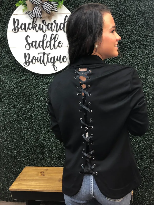 Black Lace Up Blazer