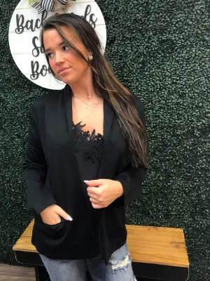 Black Lace Up Blazer
