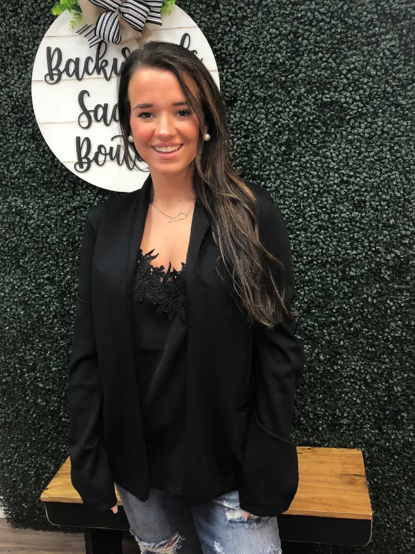 Black Lace Up Blazer