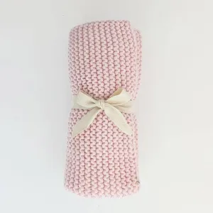 Blush Garter Stitch Knit Blanket Baby