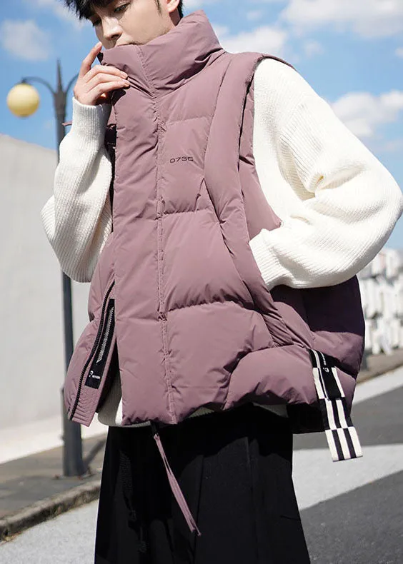 Boutique Dull Purple Zip Up Warm Duck Down Mens Vests Winter TK028