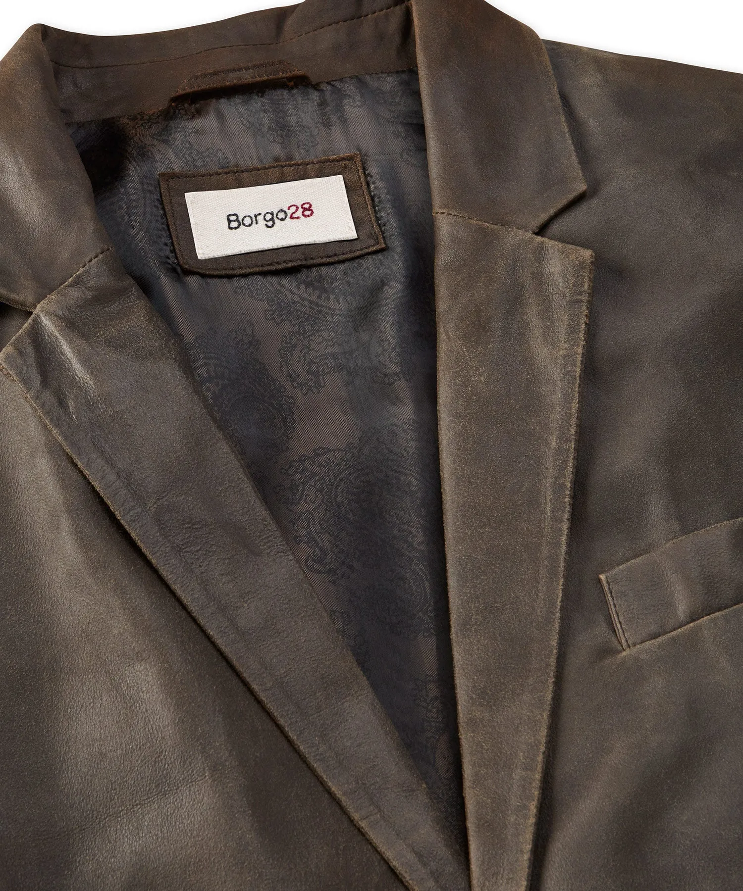 Casual Antiqued Leather Blazer