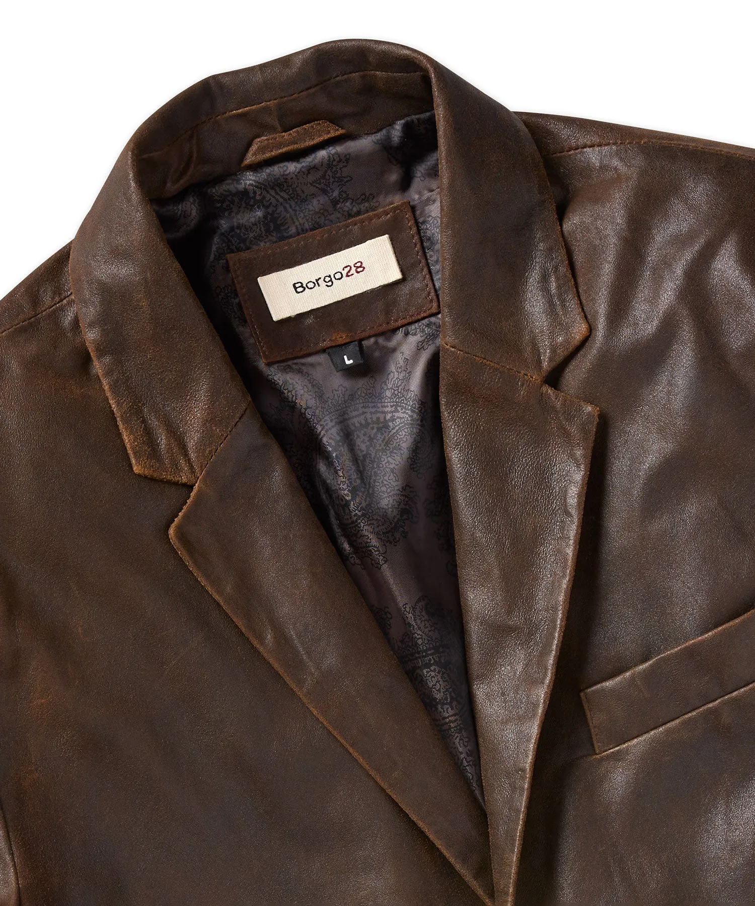 Casual Antiqued Leather Blazer