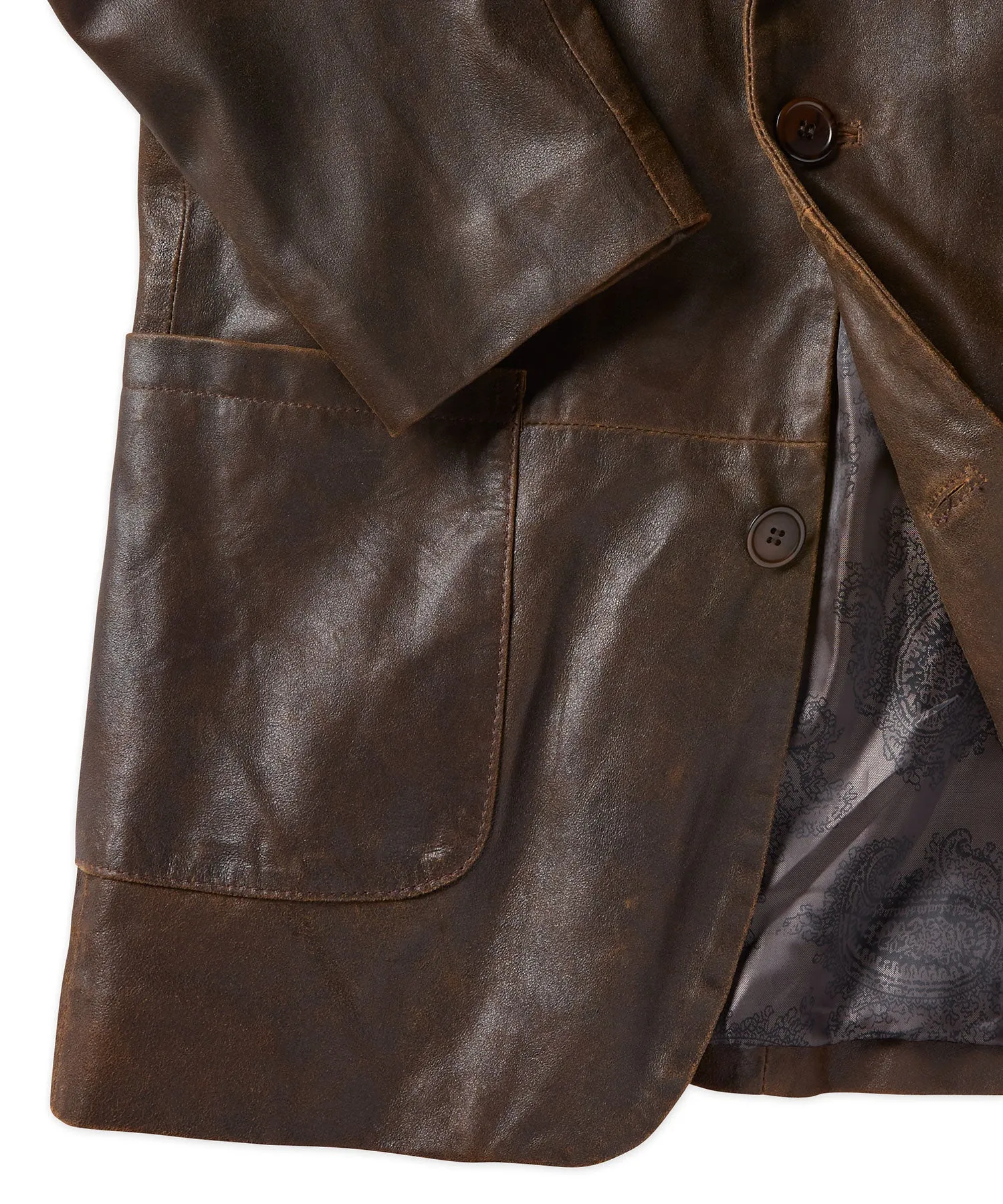 Casual Antiqued Leather Blazer