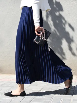 Chicmy-Stylish Pleated Solid Color Elastic Waist Skirts