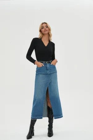 Christa Denim Maxi Skirt