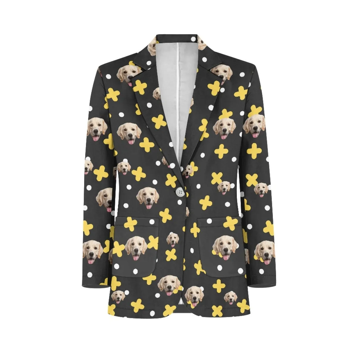 Custom Face Black&Yellow Blazers Ties Personalized Jacket Casual Coats For Men Women