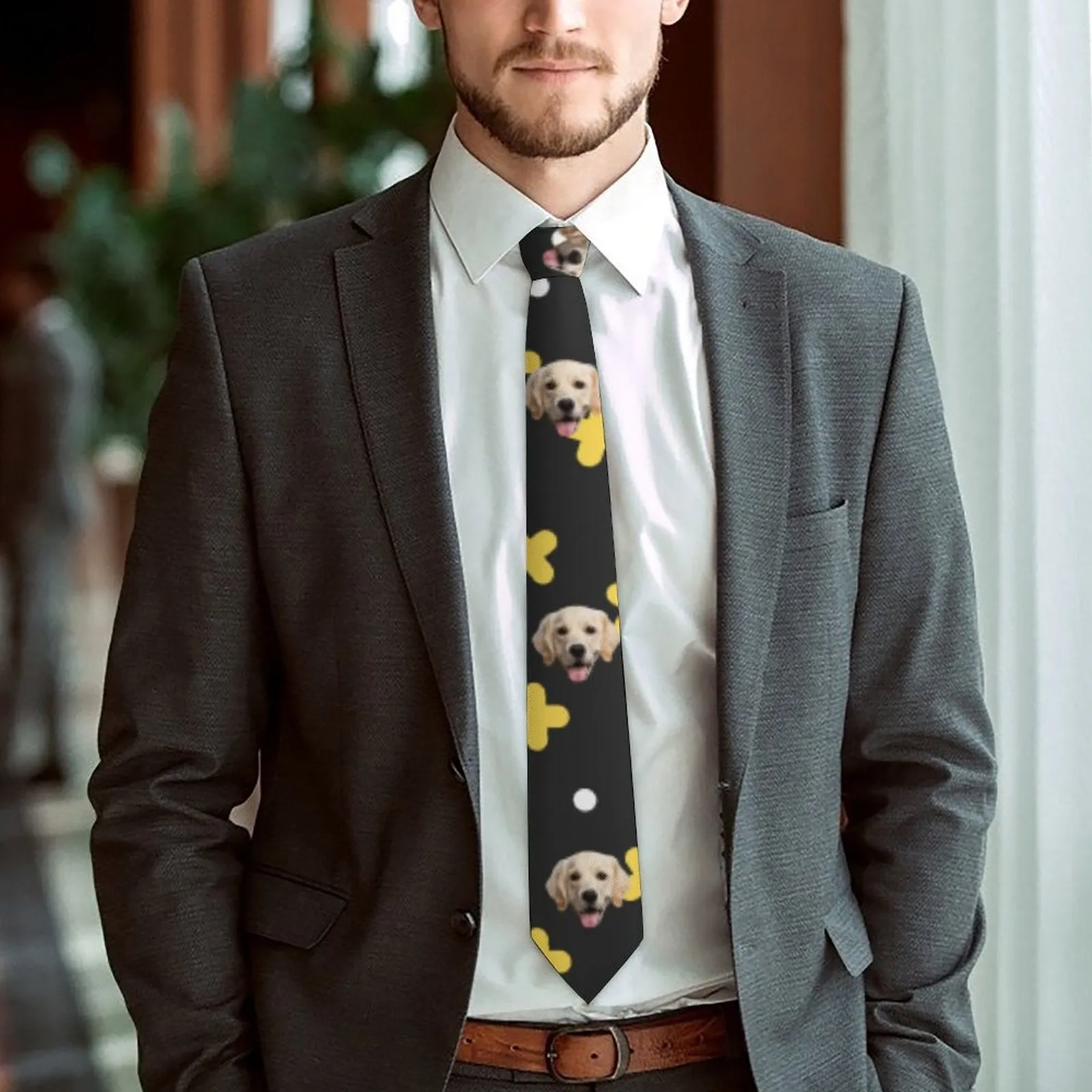 Custom Face Black&Yellow Blazers Ties Personalized Jacket Casual Coats For Men Women