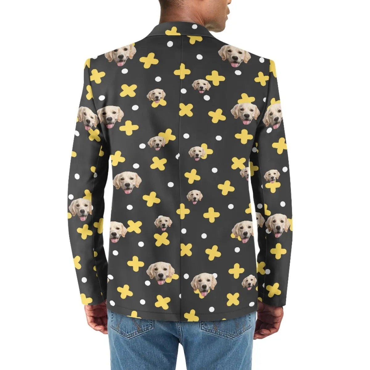 Custom Face Black&Yellow Blazers Ties Personalized Jacket Casual Coats For Men Women