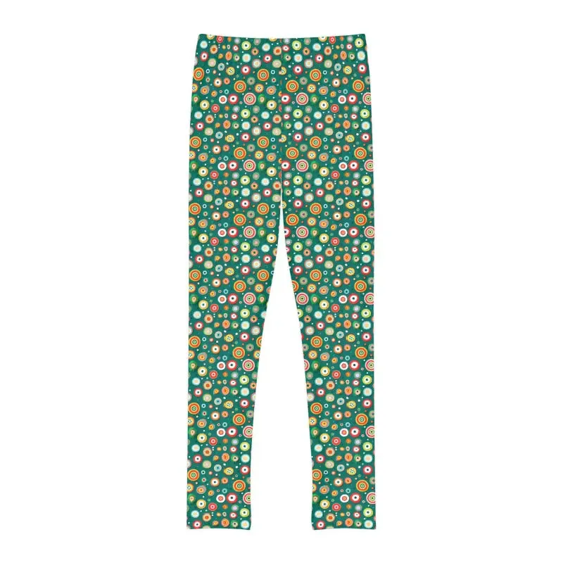 Dynamic Green Length Leggings with Abstract Circles