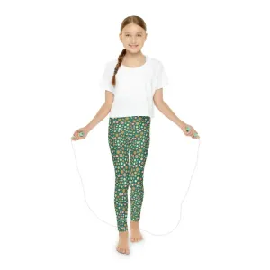 Dynamic Green Length Leggings with Abstract Circles