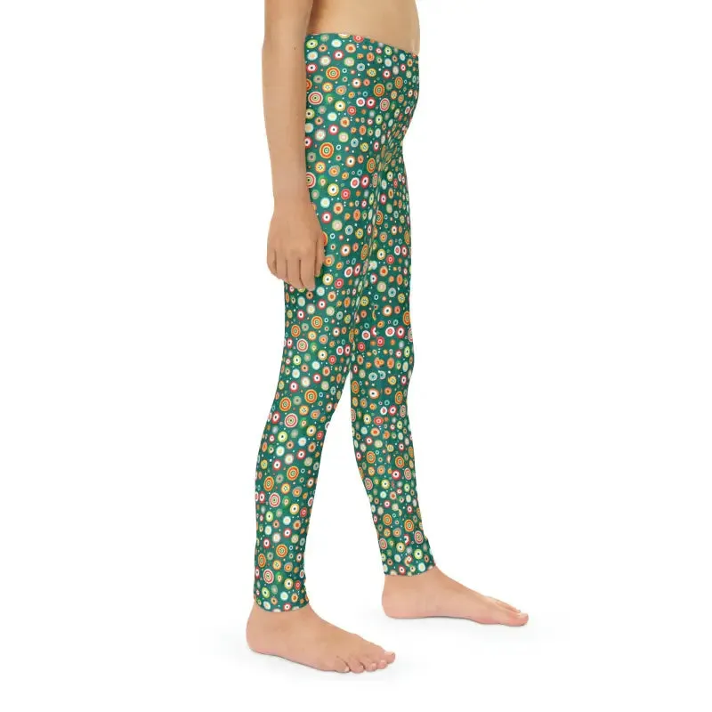 Dynamic Green Length Leggings with Abstract Circles