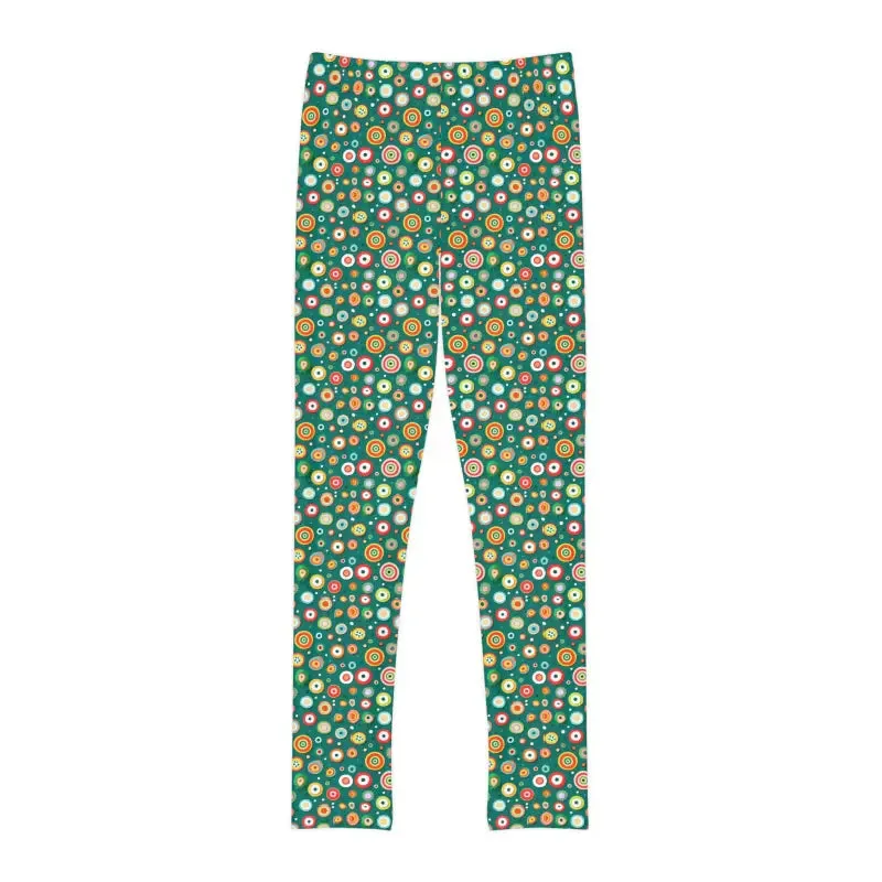 Dynamic Green Length Leggings with Abstract Circles