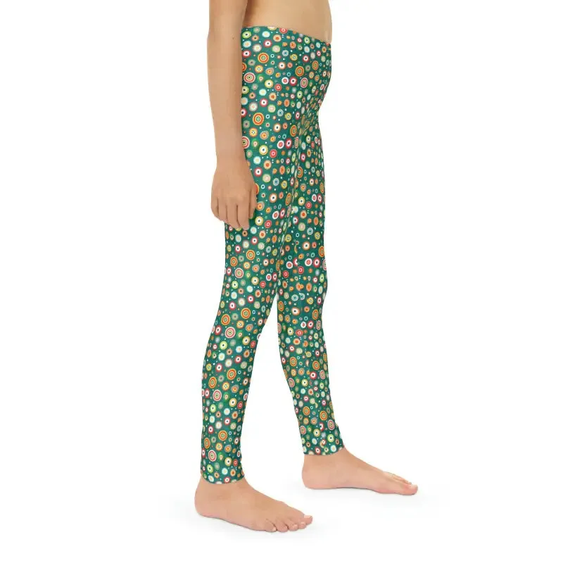 Dynamic Green Length Leggings with Abstract Circles