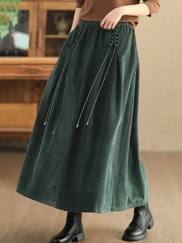 Elasticity Solid Color Tied Velvet A-Line Loose Skirts Bottoms