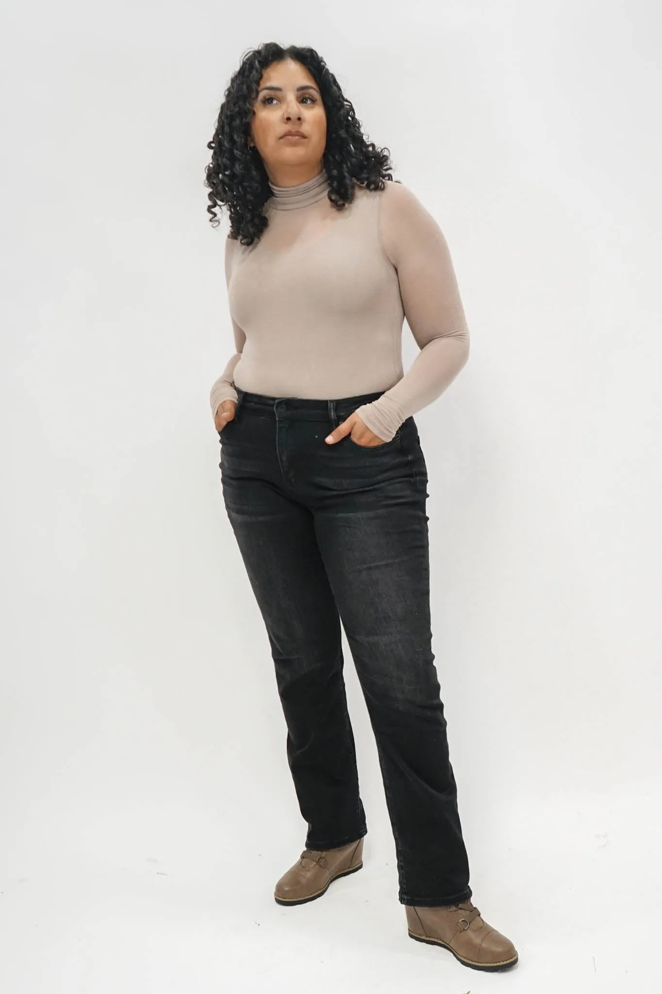 Essential Sheer Turtleneck in Ash Mocha