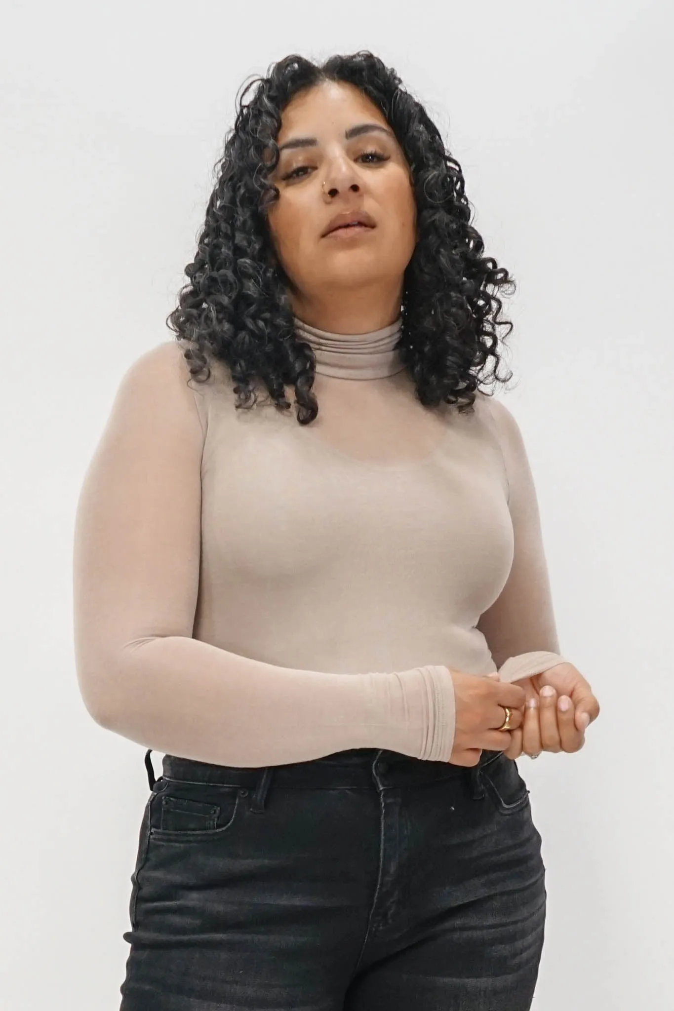 Essential Sheer Turtleneck in Ash Mocha