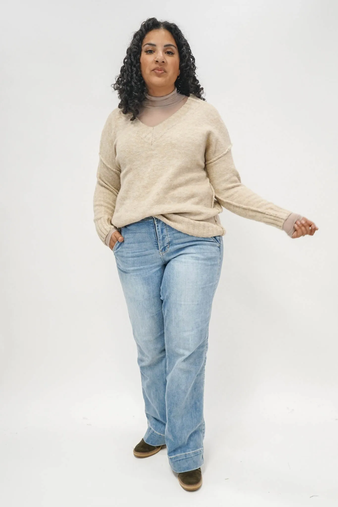 Essential Sheer Turtleneck in Ash Mocha