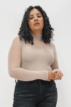 Essential Sheer Turtleneck in Ash Mocha