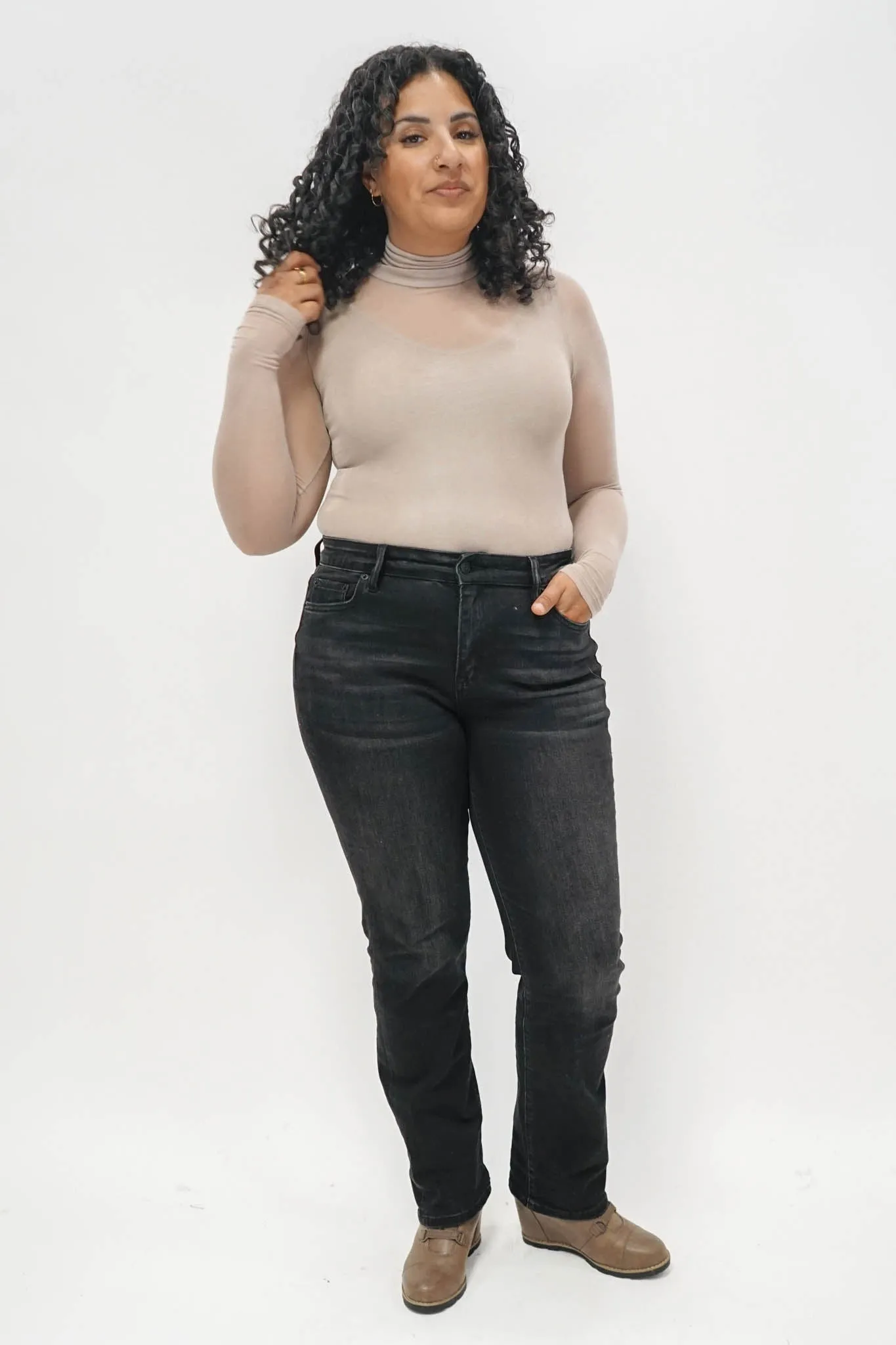 Essential Sheer Turtleneck in Ash Mocha