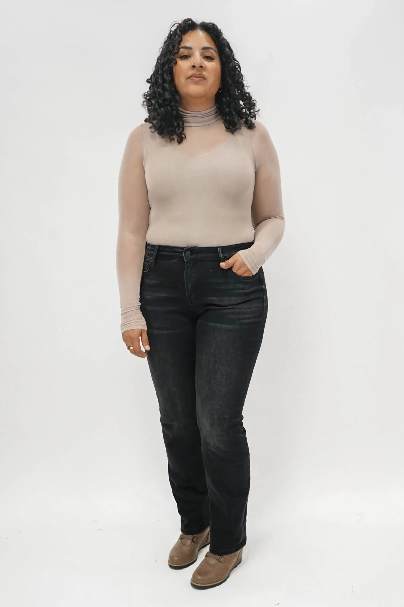 Essential Sheer Turtleneck in Ash Mocha