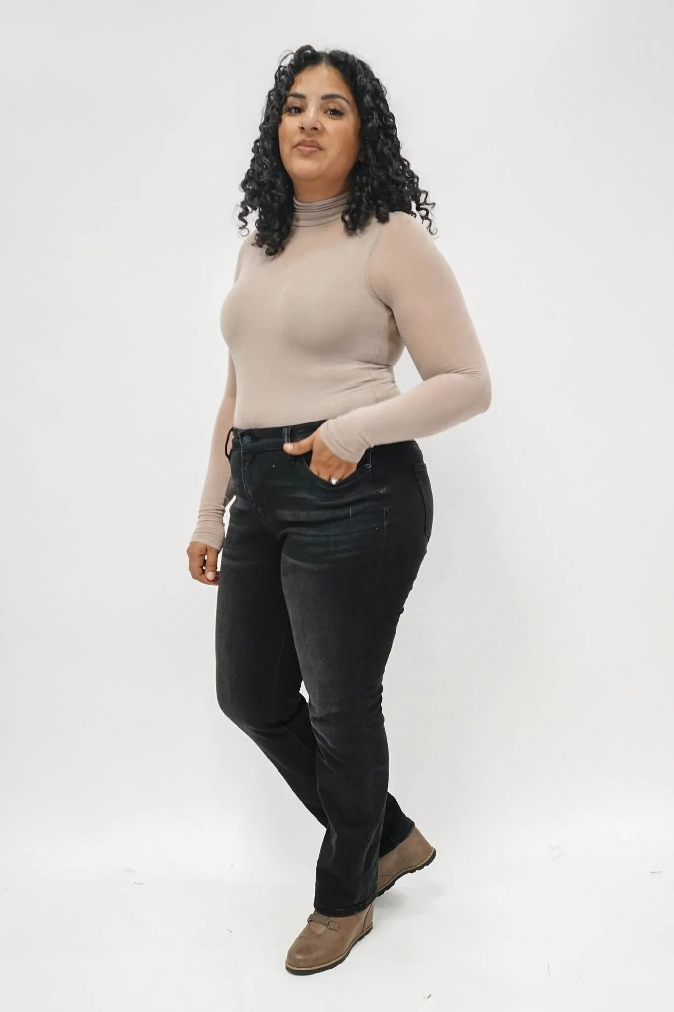 Essential Sheer Turtleneck in Ash Mocha