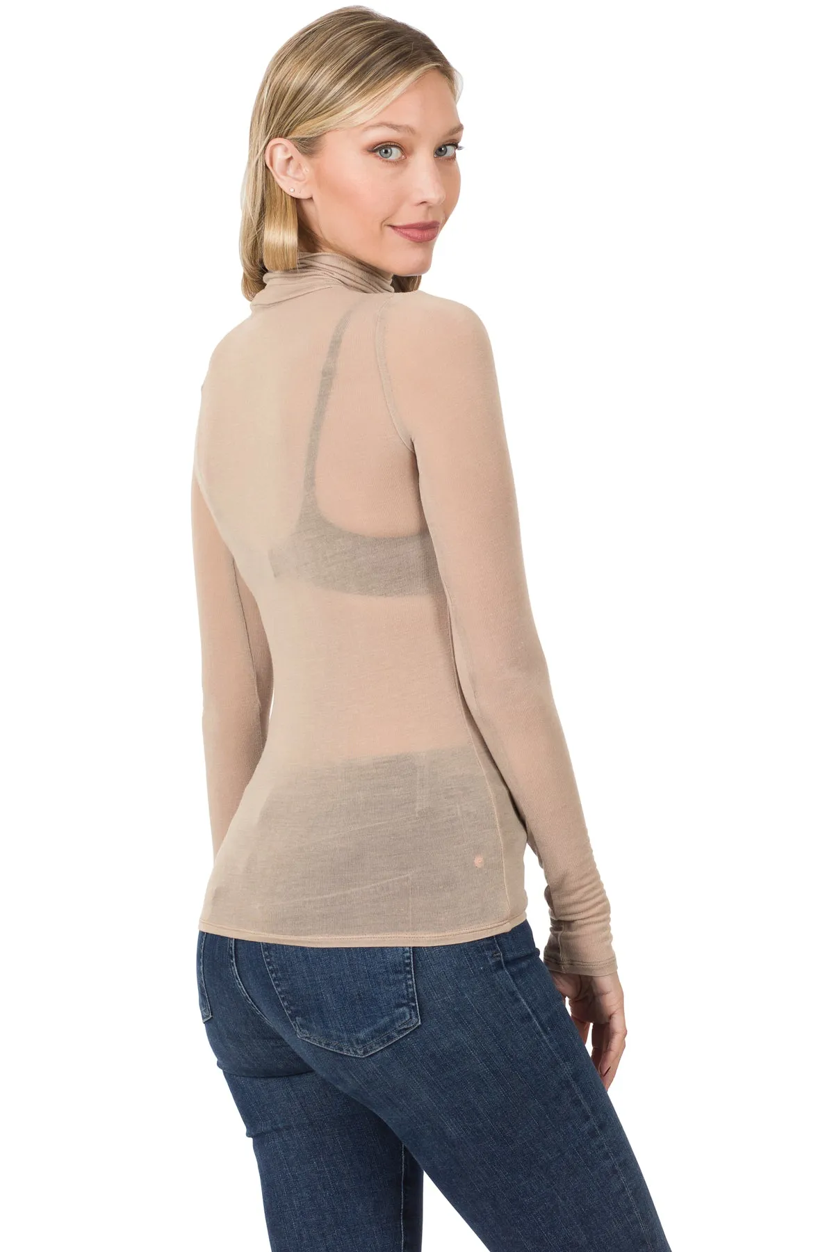 Essential Sheer Turtleneck in Ash Mocha