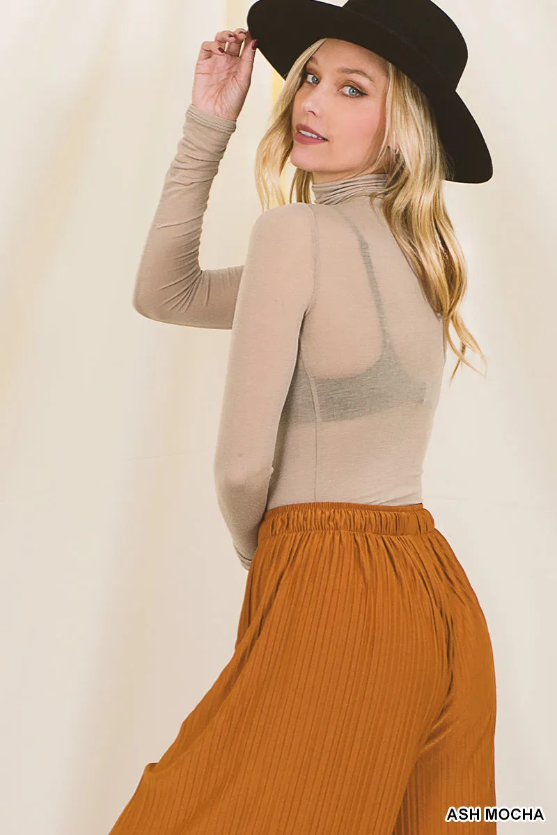 Essential Sheer Turtleneck in Ash Mocha