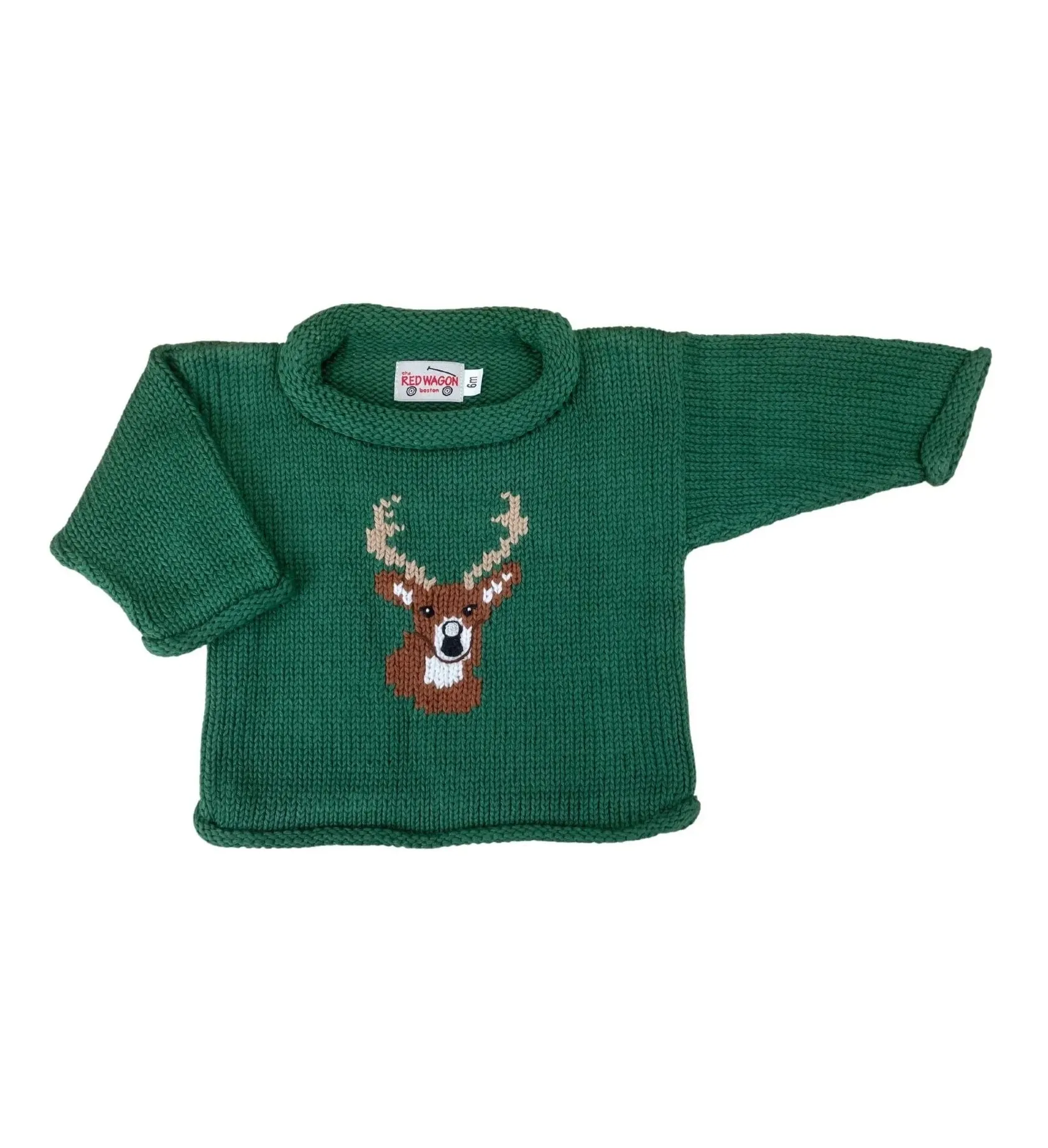 Green Buck Head Roll Neck Sweater