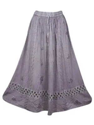 Grey Maxi Skirts, Medieval inspired Hippie Rayon Skirt, Western Long Skirt S/M/L