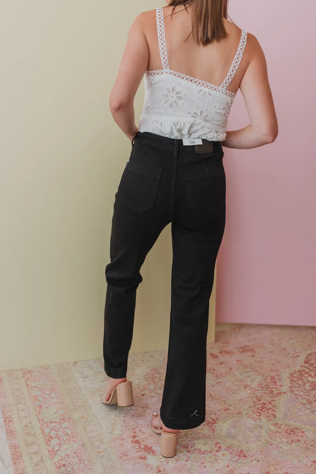 Judy Blue Black High Waisted Patch Pocket Straight Jean