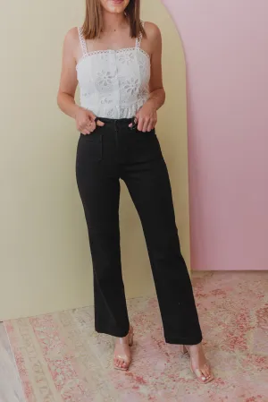 Judy Blue Black High Waisted Patch Pocket Straight Jean