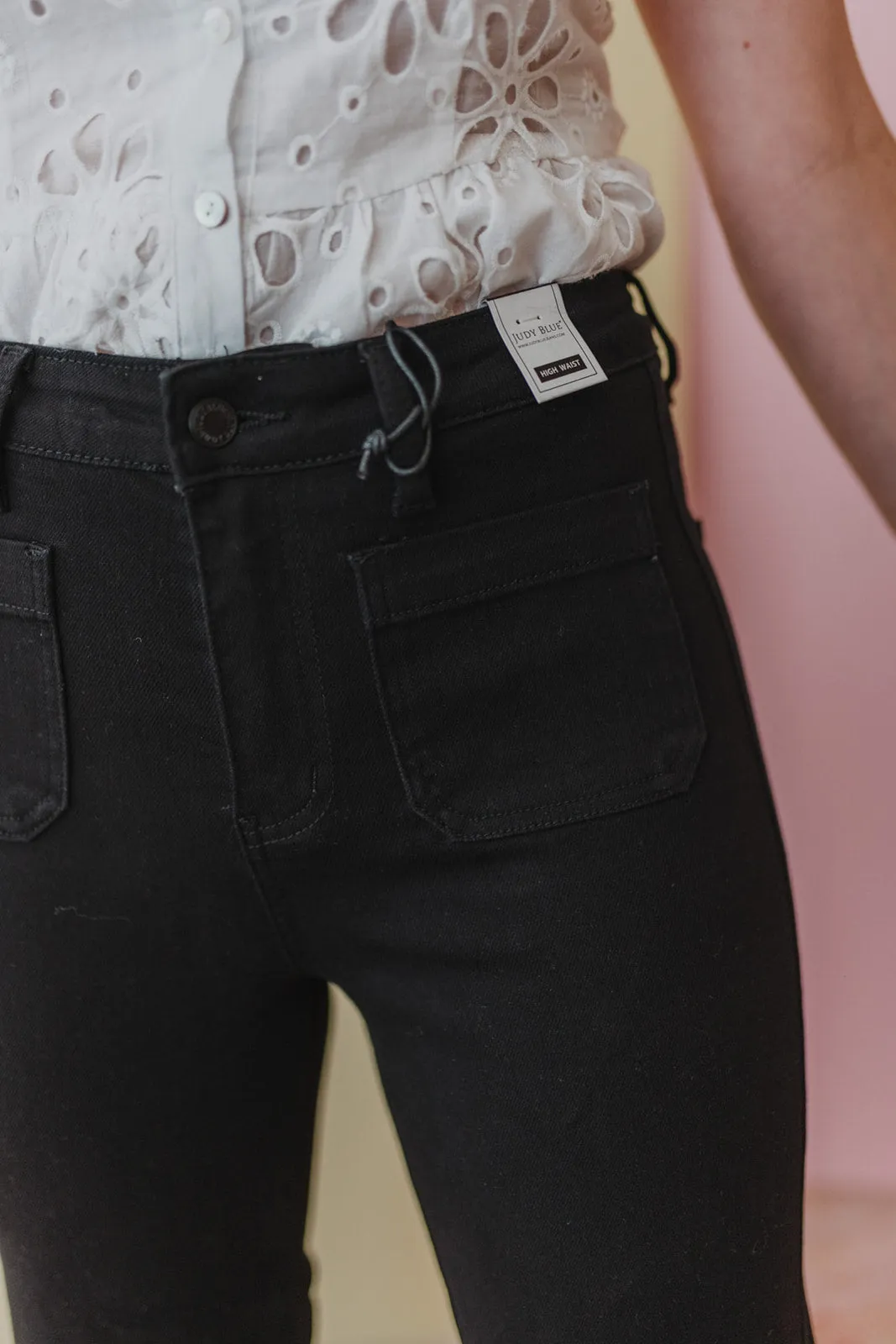 Judy Blue Black High Waisted Patch Pocket Straight Jean