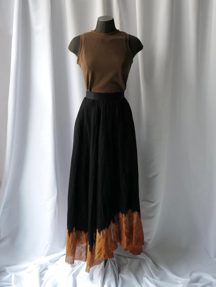 Linen Batik  Midi Skirt VOLCANO FW24