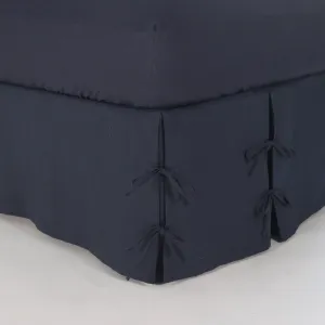 Linen Knotted Bed Skirt - night blue