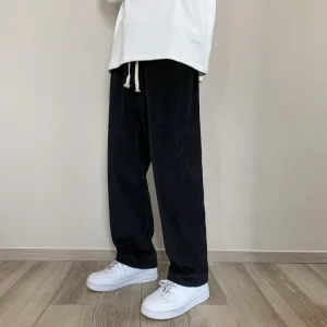 Men's sports sweatpants loose and versatile solid color straight wide-leg mopping pants