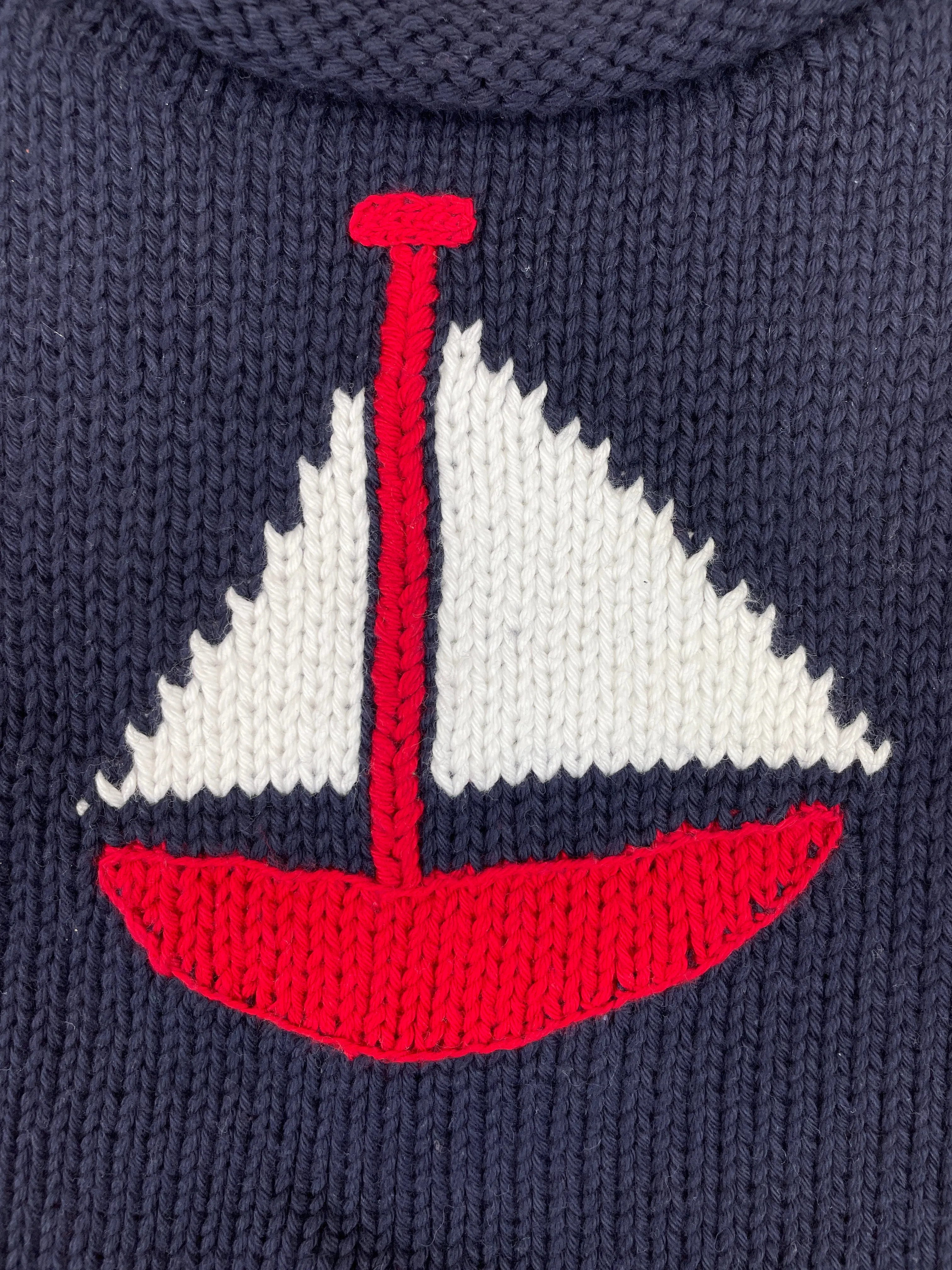 Navy Striped Sailboat Roll Neck Sweater