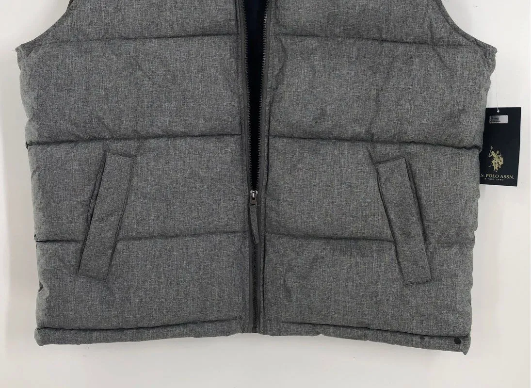 NWT US Polo Assn. Men's Gray Puffer Vest - Size Large