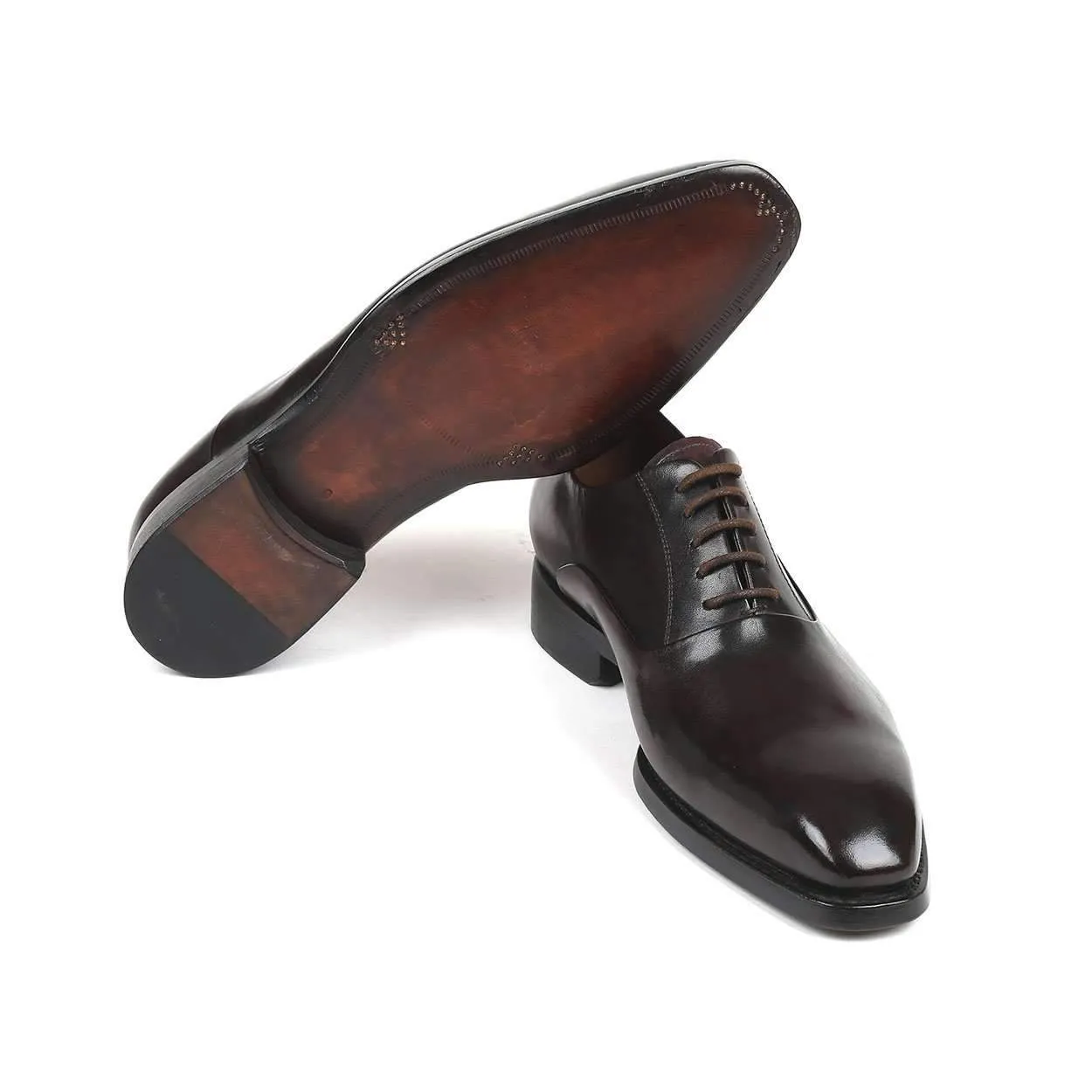 Paul Parkman Men's Brown Calf-Skin Leather Plain Toe Oxfords 5661-BRW (PM6138)