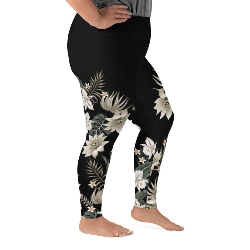 Plus Size Swim Leggings Paddleboard, Surf 2XL-6XL - Hawaiian Lily