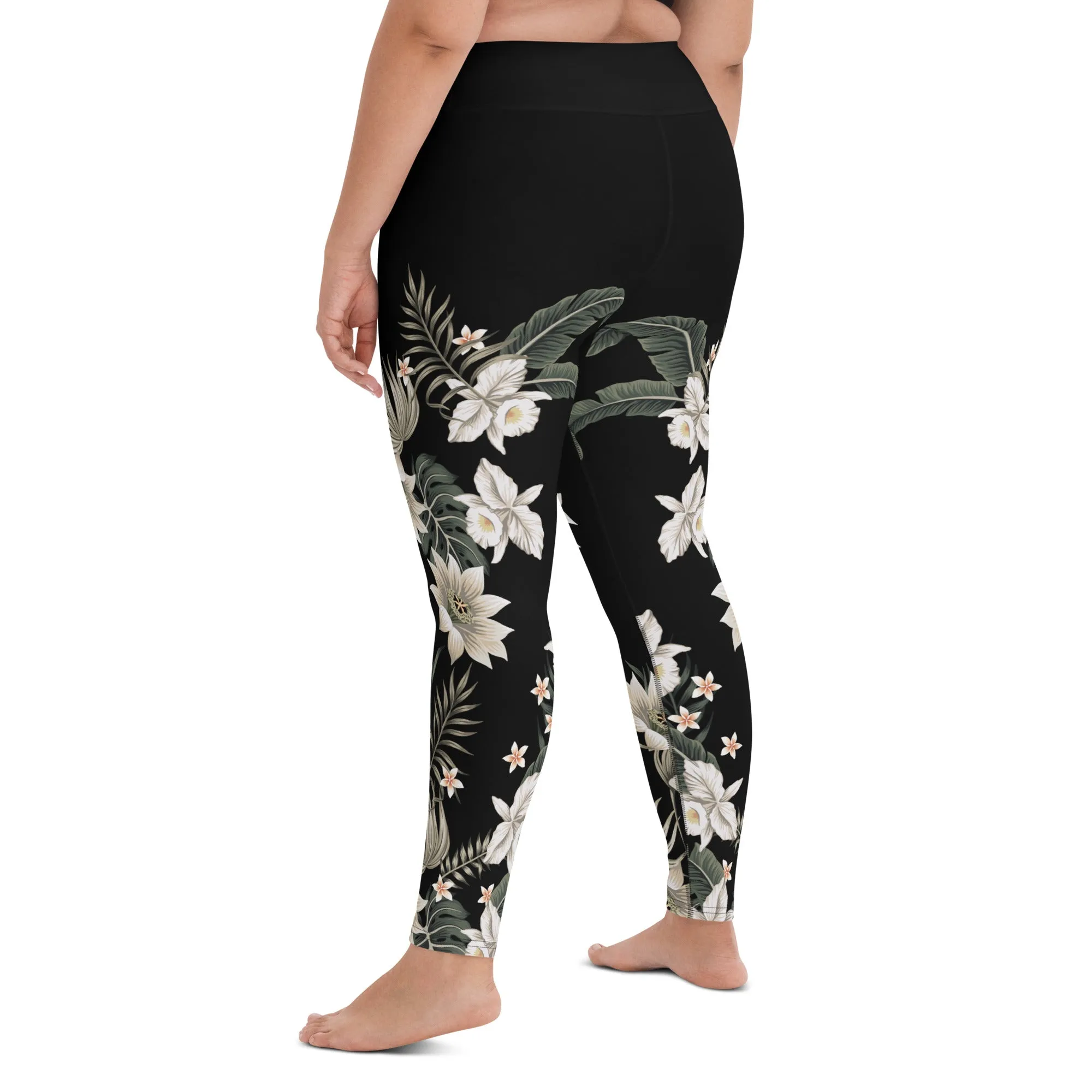 Plus Size Swim Leggings Paddleboard, Surf 2XL-6XL - Hawaiian Lily