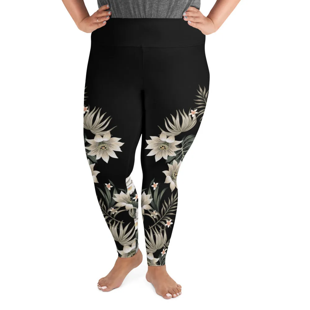 Plus Size Swim Leggings Paddleboard, Surf 2XL-6XL - Hawaiian Lily