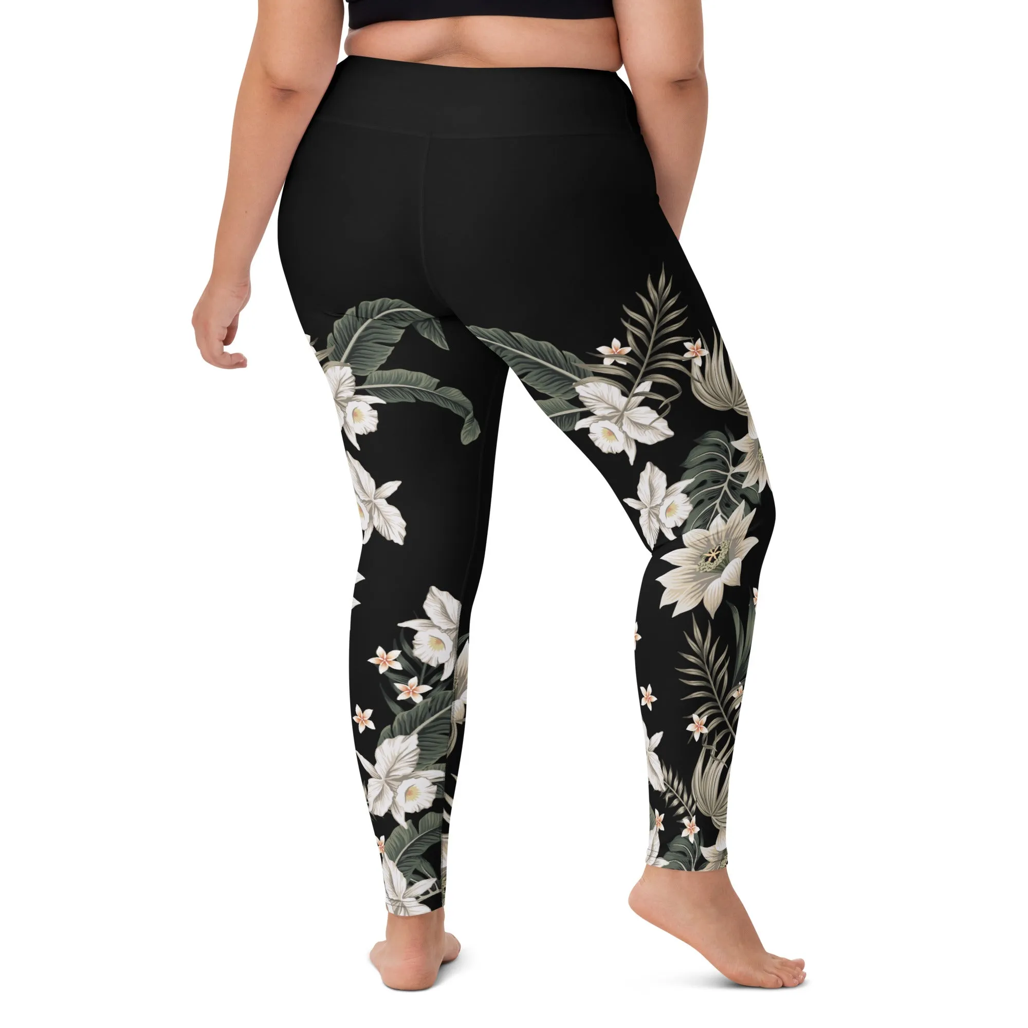 Plus Size Swim Leggings Paddleboard, Surf 2XL-6XL - Hawaiian Lily