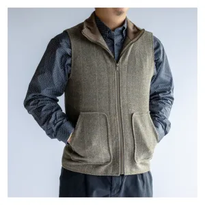 Powder River Men's Plaid Wool Vest Taupe