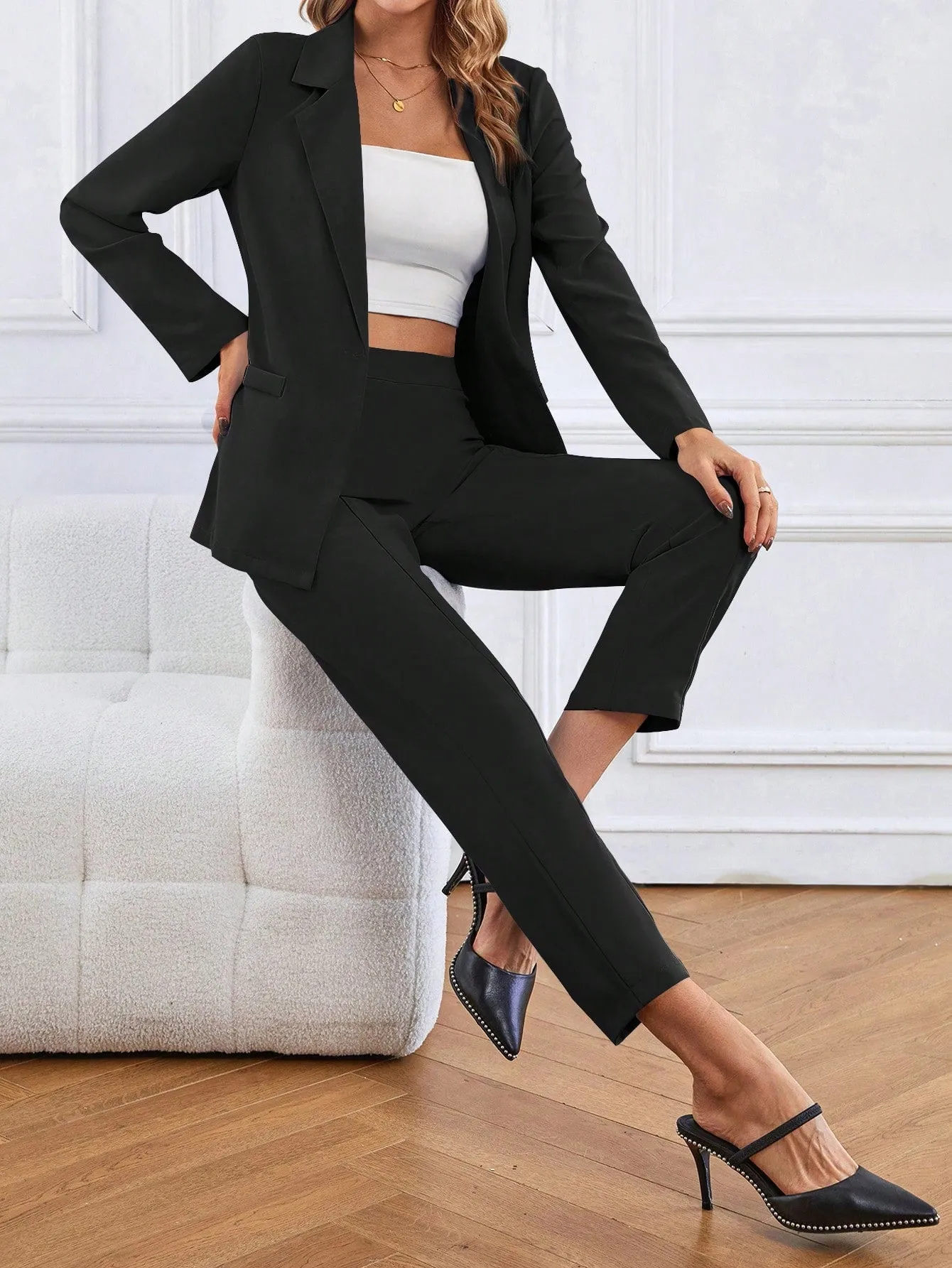 Privé Lapel Neck Single Button Blazer & Pants