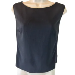 Pure Virgin Wool Sleeveless Shell Top Classic Black Italian Luxury